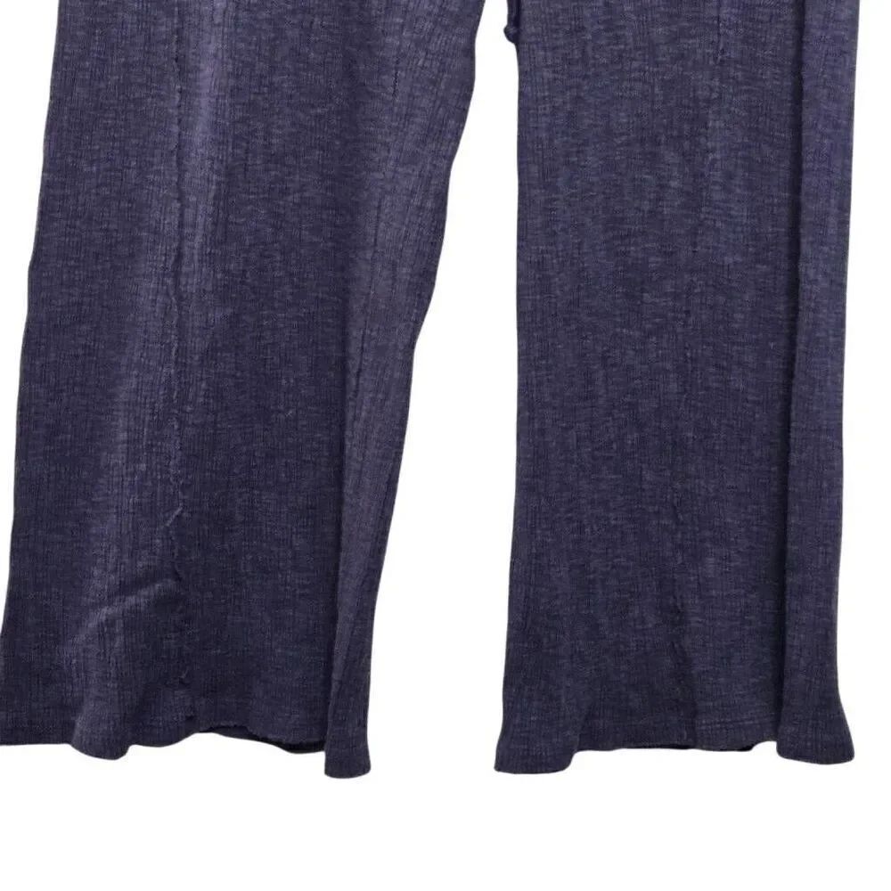 Daily Practice Pants Size Medium Ribbed Wide Leg Drawstring Navy - Picture 3 of 8